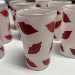 Set of 8 Red Lips Drinking Glasses Valentines Day Magikist Chicago Promo Smooch